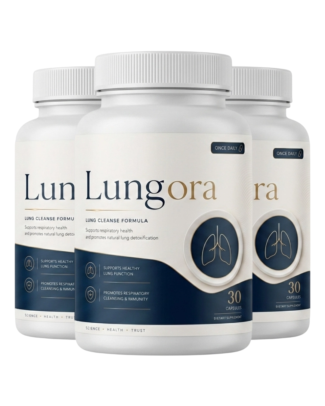 Lungora supplement bottles, once-daily capsules
