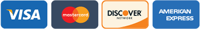 Visa, Mastercard, Discover, and American Express accepted